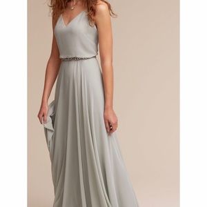 Jenny Yoo Inesse Formal Bridesmaid Earl Gray Maxi Dress 12